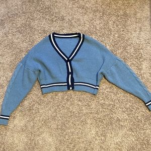 Baby blue cropped sweater cardigan